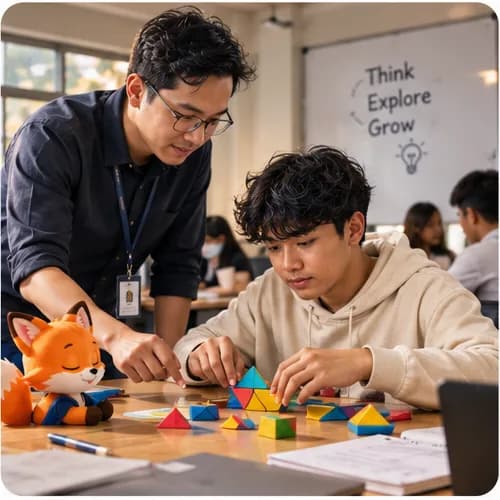 Guru memeriksa pekerjaan siswa